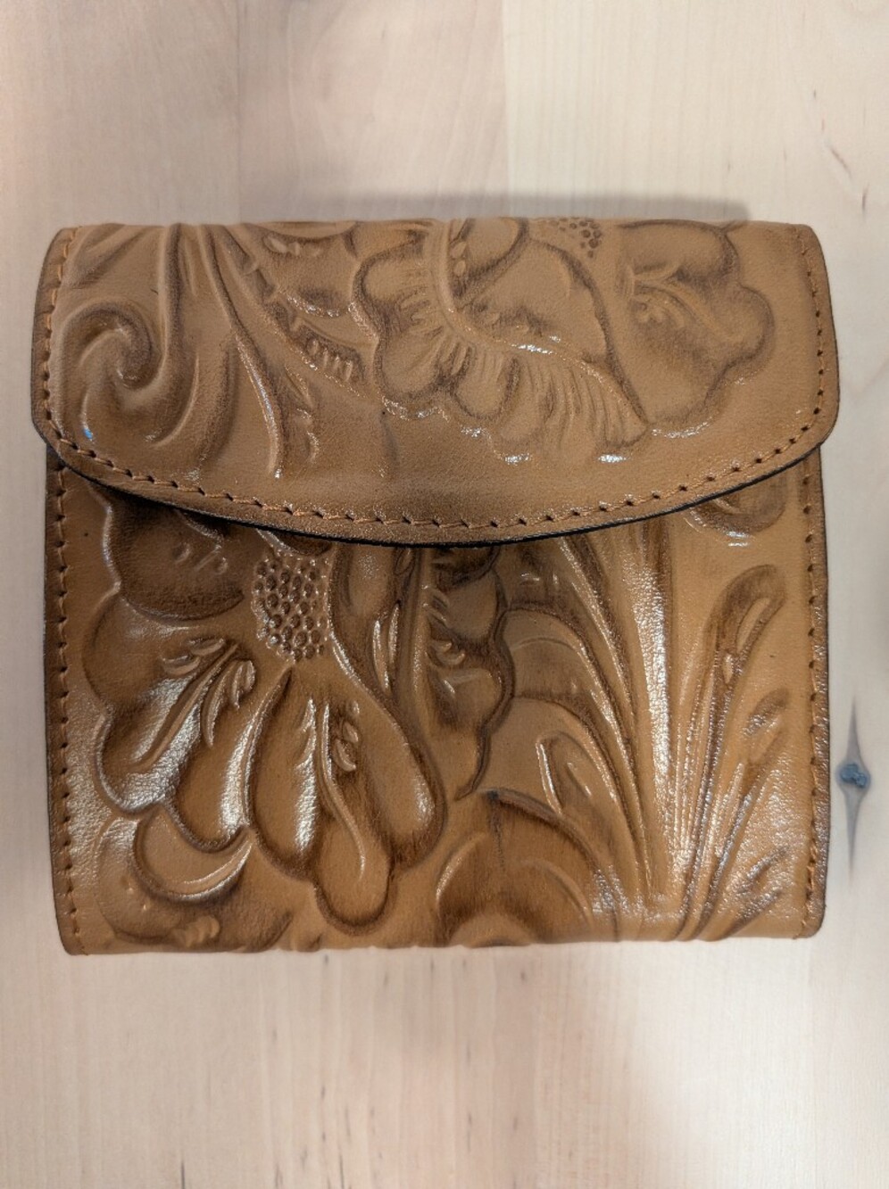 Patricia Nash Tooled Leather Wallet Coin Purse Combo Tan Floral